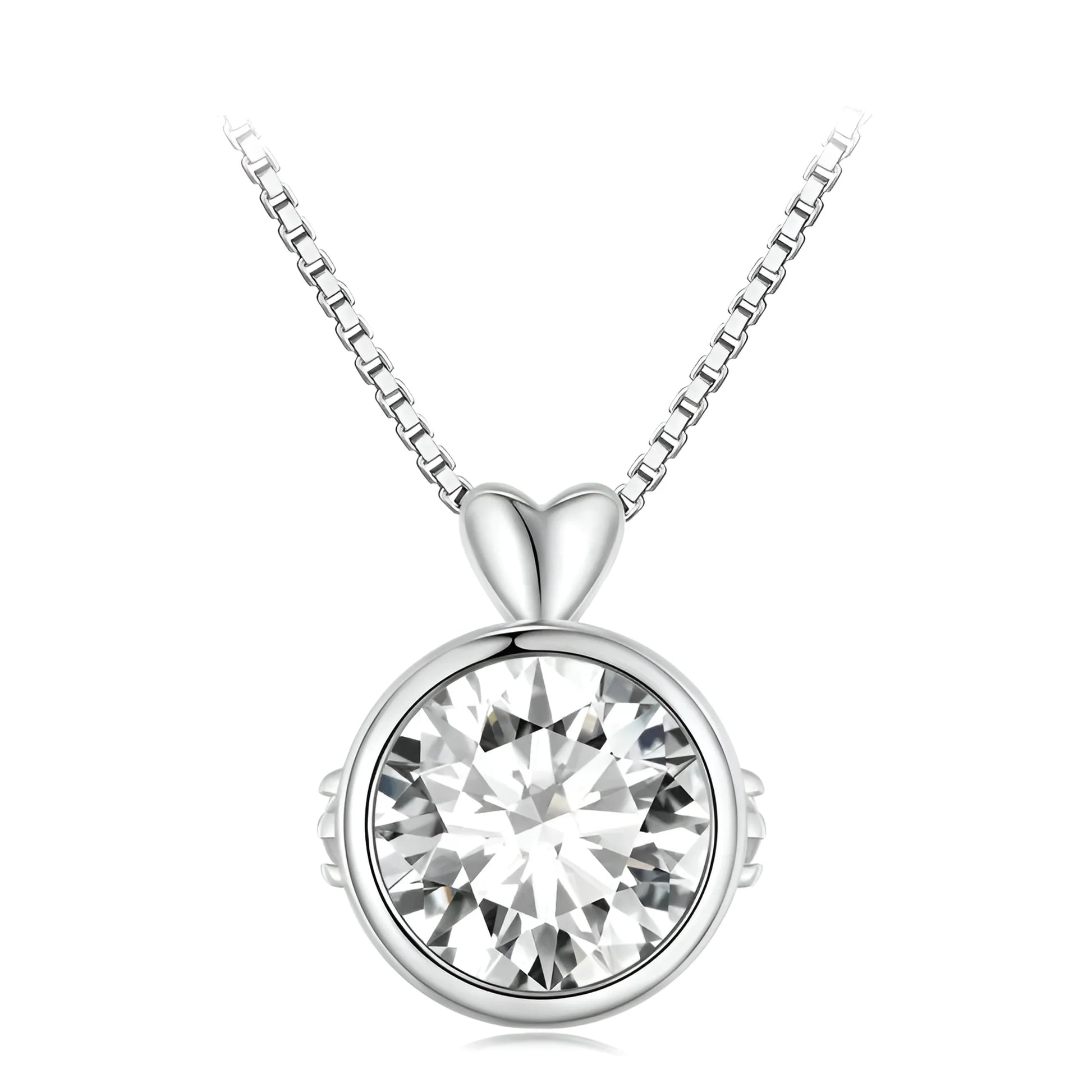Timeless Elegance: 1.0 Carat Moissanite Sterling Silver Little Heart Chain Pendant Necklace - Necklaces