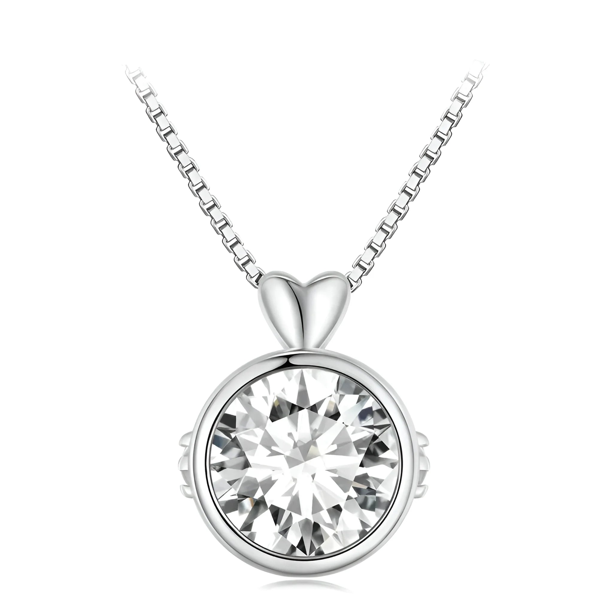 Timeless Elegance: 1.0 Carat Moissanite Sterling Silver Little Heart Chain Pendant Necklace Necklaces