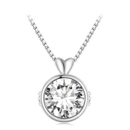 Timeless Elegance: 1.0 Carat Moissanite Sterling Silver Little Heart Chain Pendant Necklace - Necklaces