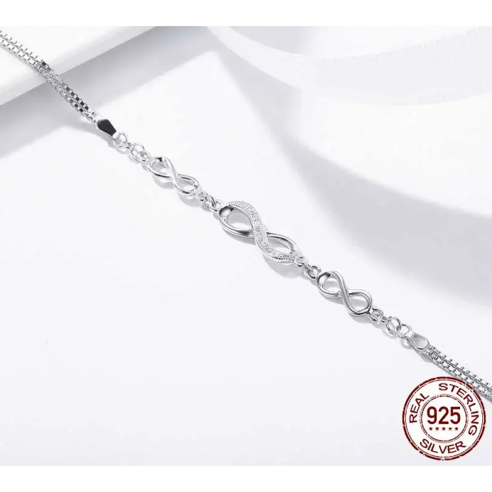 Timeless Infinity - Sterling Silver Bracelet with Sparkling Zirconia - Bracelets